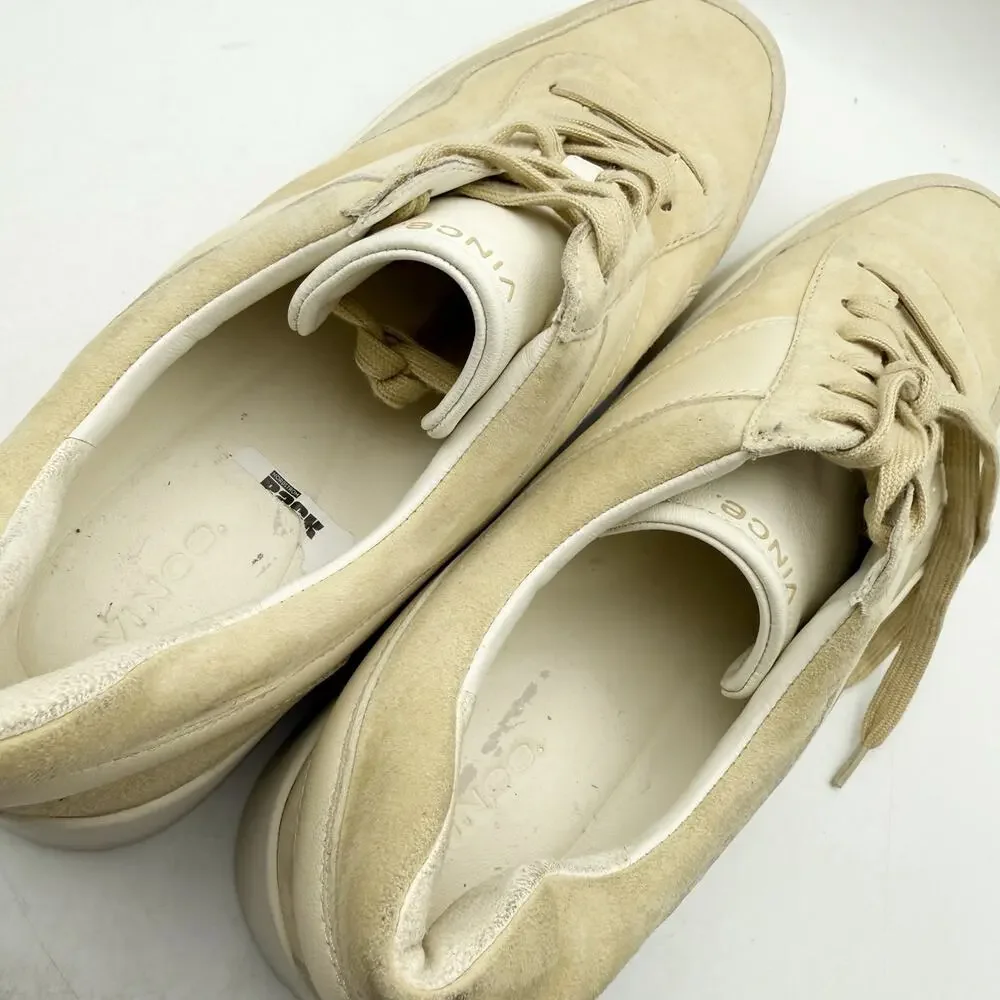 Vince Womens Warren Low Sneakers US 13 M EU 45 Beige Tan Suede GUC